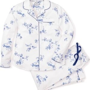 Floral Print Pajama Set - White and Blue